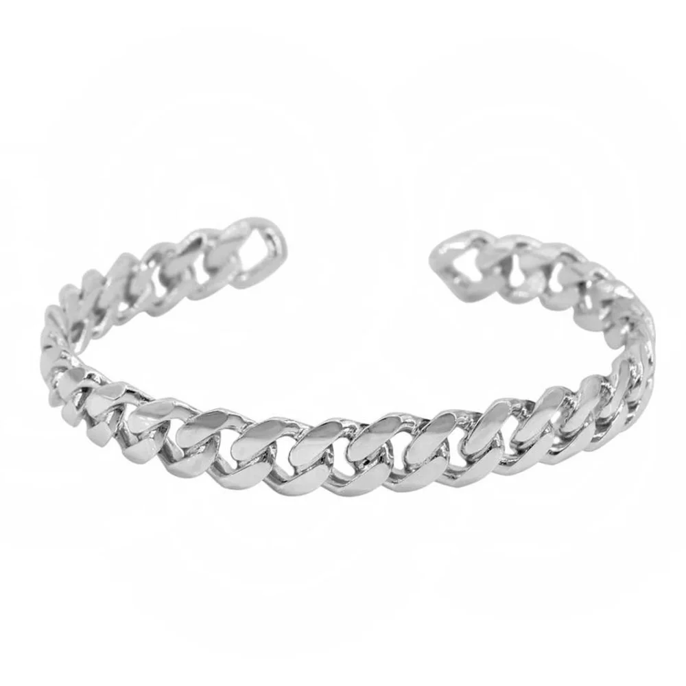 925 Sterling Silver Solid Cuban Bangle - Picture 1 of 4